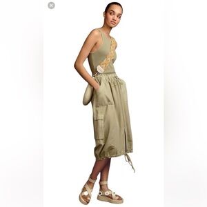 Daily Practice by Anthropologie Be Bold Racerback Twofer Midi Dress sage green S